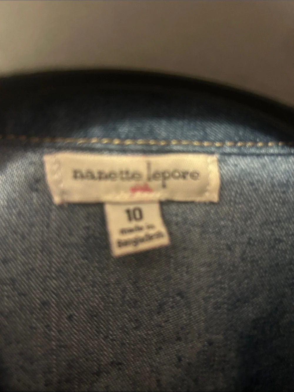 Nanette Lepore Blue Denim Jacket with Gold Buttons and Ruffle Shoulders